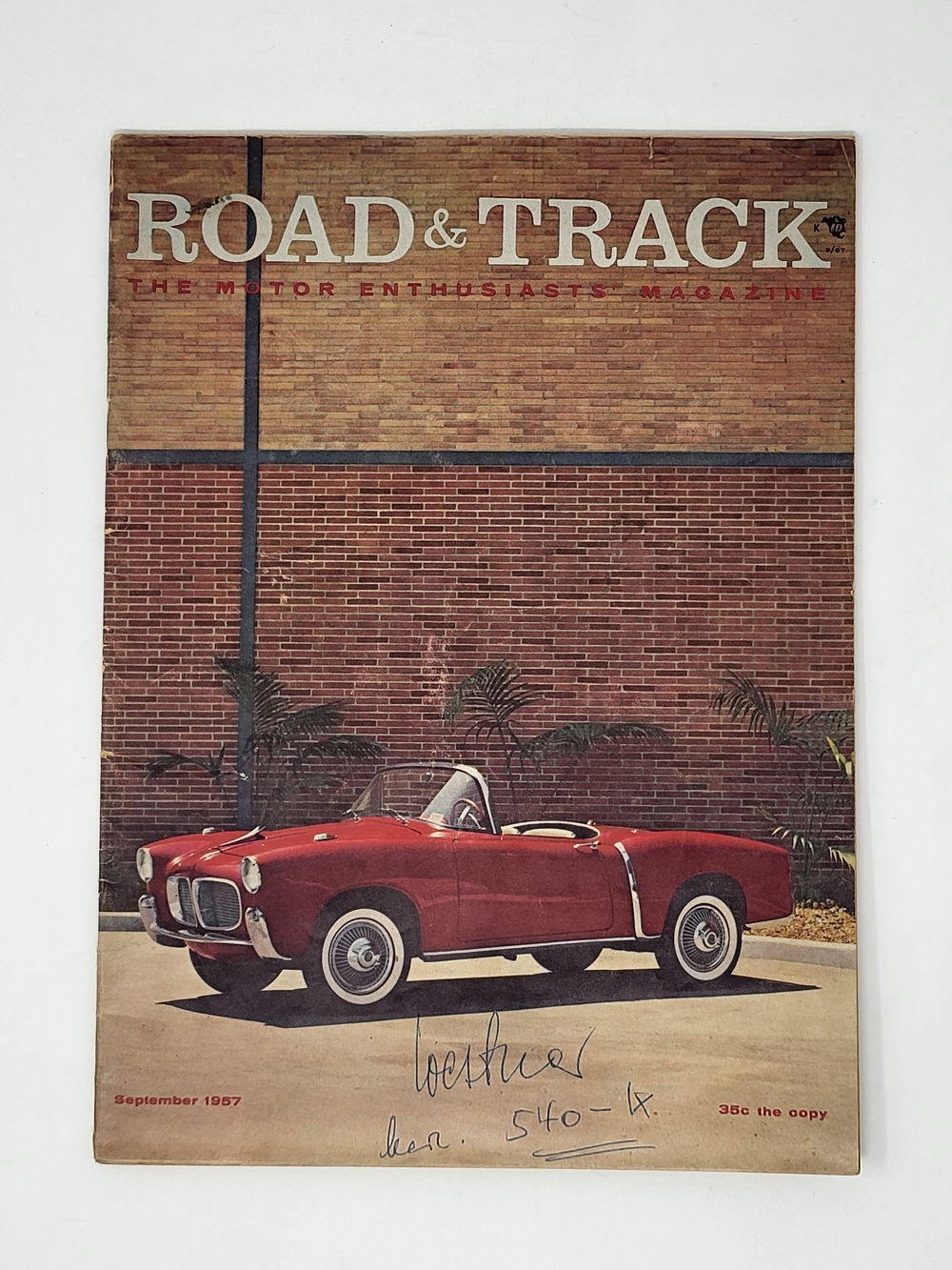 ROAD & TRACK Magazine - Red Convertible Cover (September 1957)